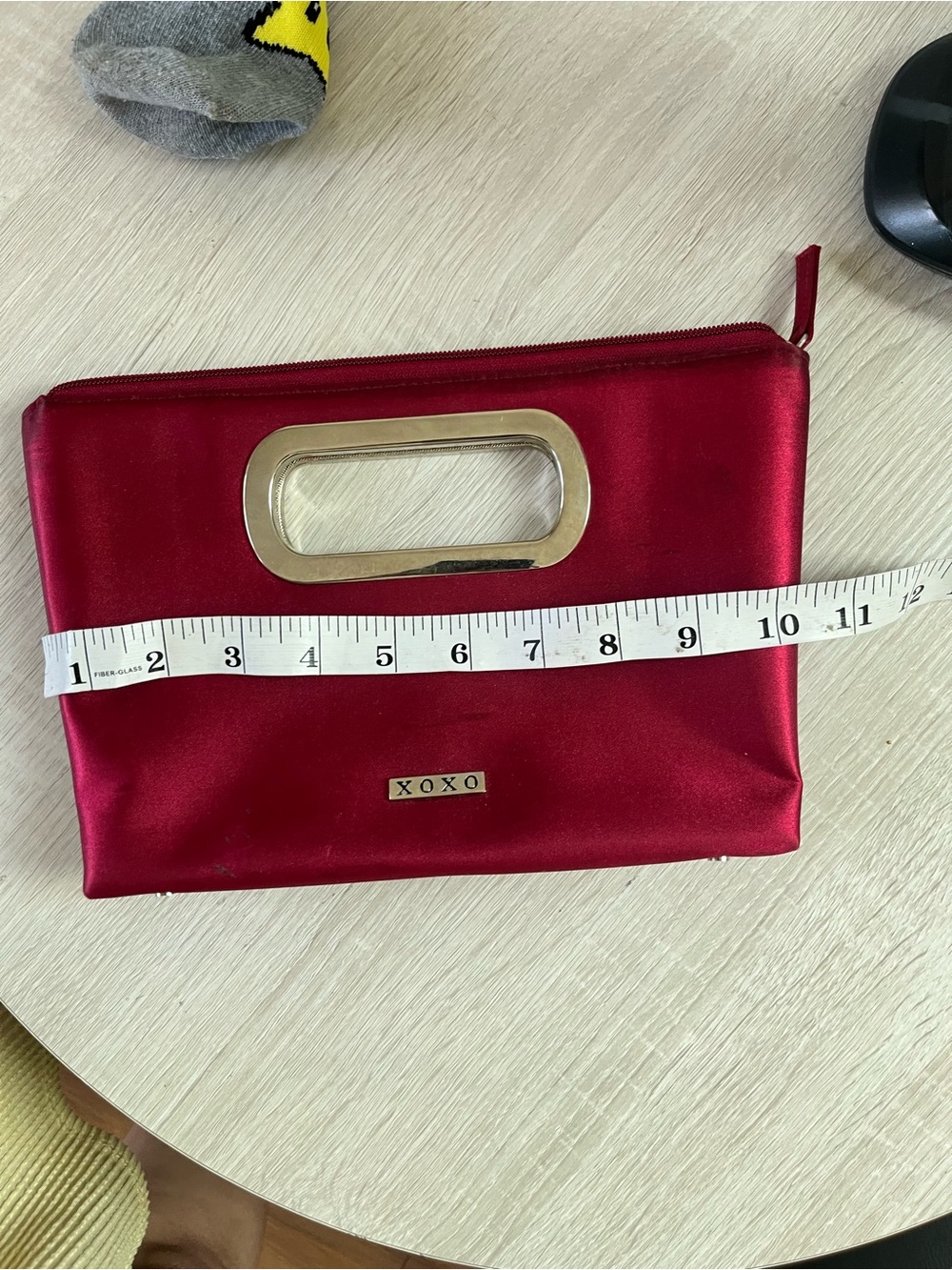 Y2K XOXO Deep Red Satin Clutch with Metal Cutout Handle - Picture 7 of 8
